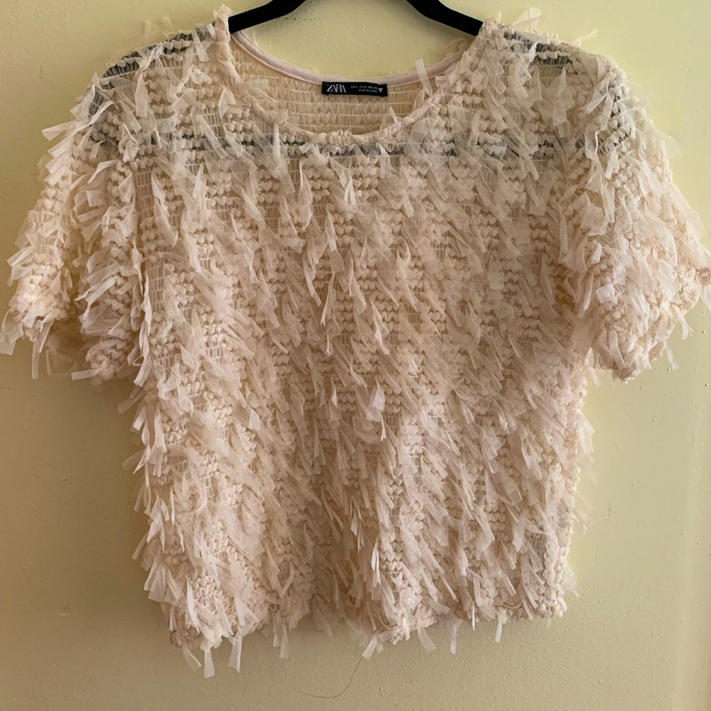 Zara size large fringe top